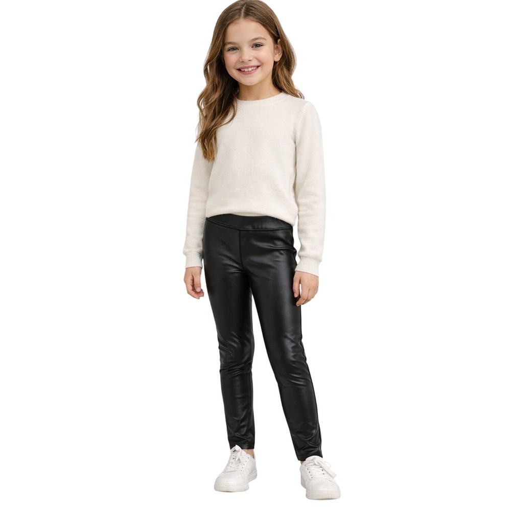 Abercrombie Kids 5/6 Faux Leather Leggings Kids Black Biker Chic Edgy‎ Style